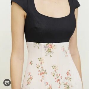 NWT Reformation Tivoli Perfume/ Black and Floral Mini Dress